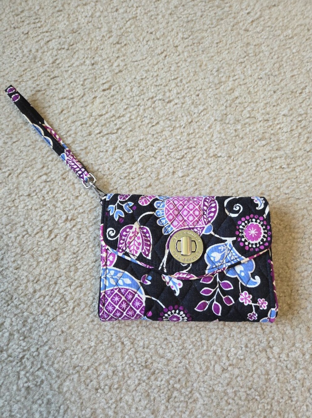Vera Bradley Turn Lock Wristlet Wallet- Alpine Floral
